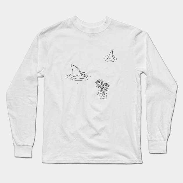 Sharks and Flowers Long Sleeve T-Shirt by veanj